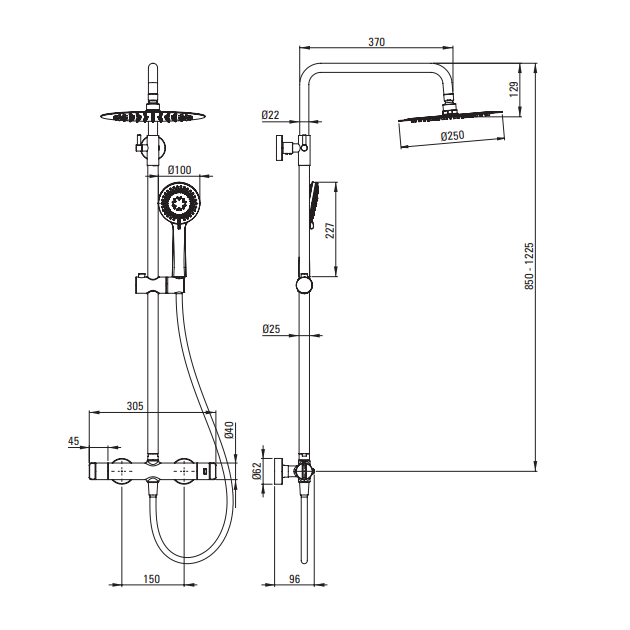 Душевая колонна Deante с термостатическим смесителем для душа, хром