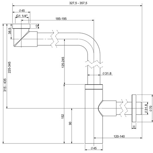 Сифон для умывальника Wellsee Drainage System, матовый черный