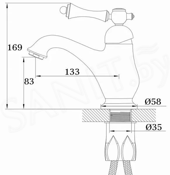 Смеситель для умывальника Ganzer, бронза
