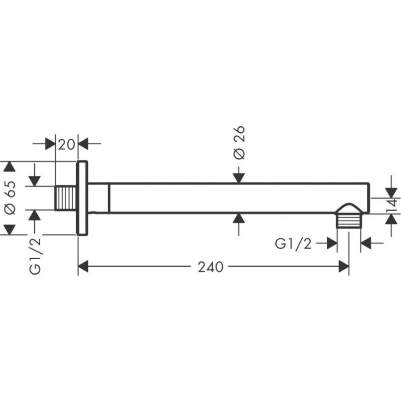 Душевой держатель Hansgrohe Vernis Blend, 24 см, хром