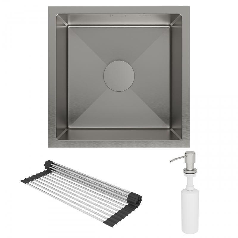 Кухонная мойка Roxen Uno 44 см  под столешницу с ролл-матом и дозатором