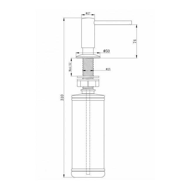 Дозатор для жидкого мыла PAULMARK DECUS (черный/вороненая сталь)