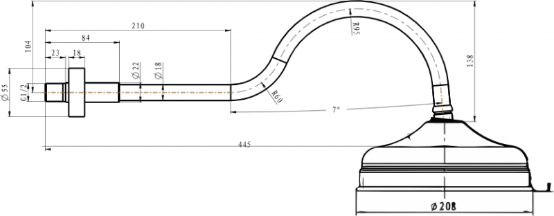 Верхний душ Boheme Medici 20*20 бронза