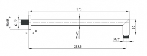 Кронштейн настенный квадратный для верхнего душа Deante CASCADA, хром