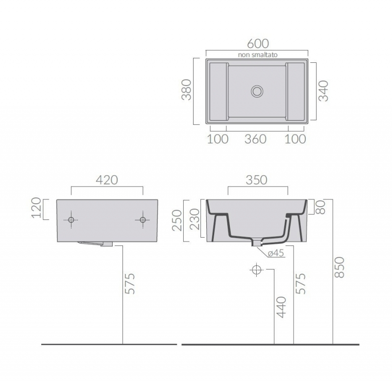 Galassia Meg11 Универсальная раковина на 60 см