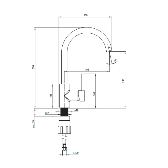 Deante Nemezja Смеситель для мойки, белый (алебастр)
