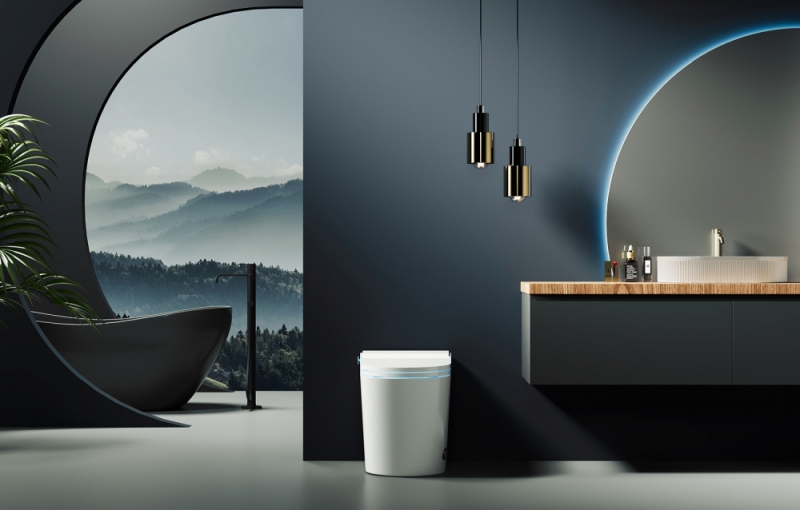 Электронный унитаз-биде ABBER Bequem  приставной белый