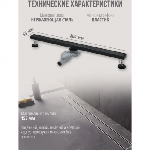 Душевой трап Grocenberg  черный матовый