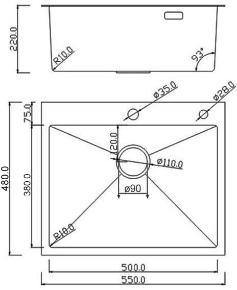 Кухонная мойка Roxen Simple 55 см с коландером и дозатором