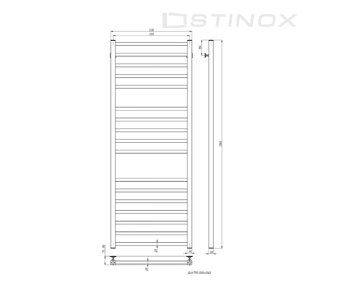 Полотенцесушитель водяной Stinox Quatro хром