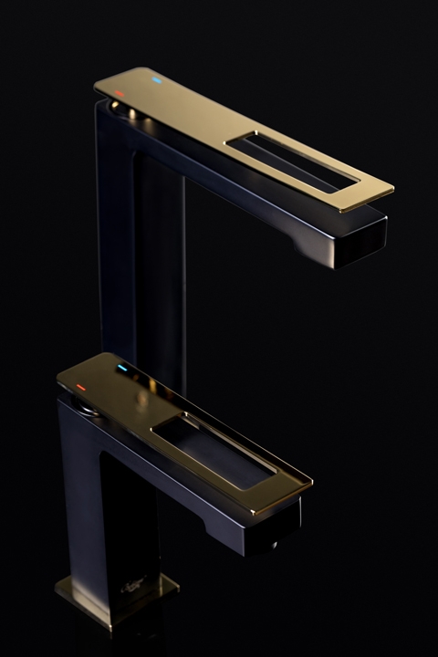 Смеситель Boheme Q для умывальника высокий BlackGold