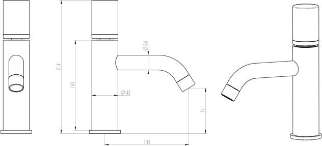 Смеситель для умывальника Boheme STICK TOUCH графит