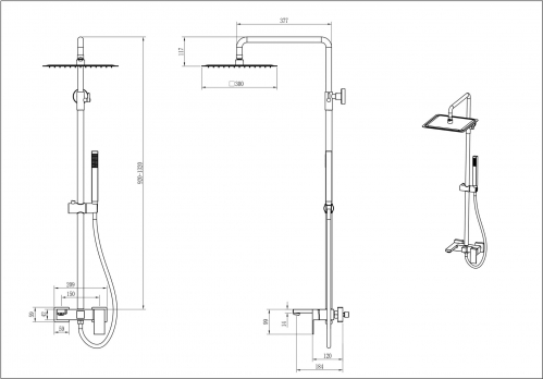 Душевая стойка Boheme Qubic золото