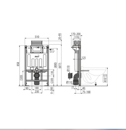 Инсталляция Alca  Sadromodul, H-85 см, с дозатором для таблеток, -без кнопки