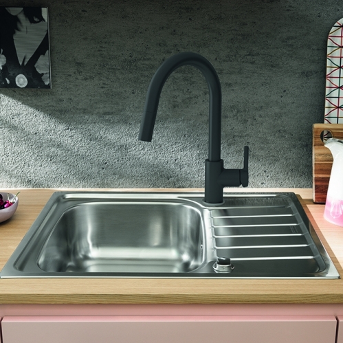 СМЕСИТЕЛЬ ДЛЯ КУХНИ FRANKE LINA С ВЫДВИЖНЫМ ШЛАНГОМ, ЧЕРНЫЙ МАТОВЫЙ