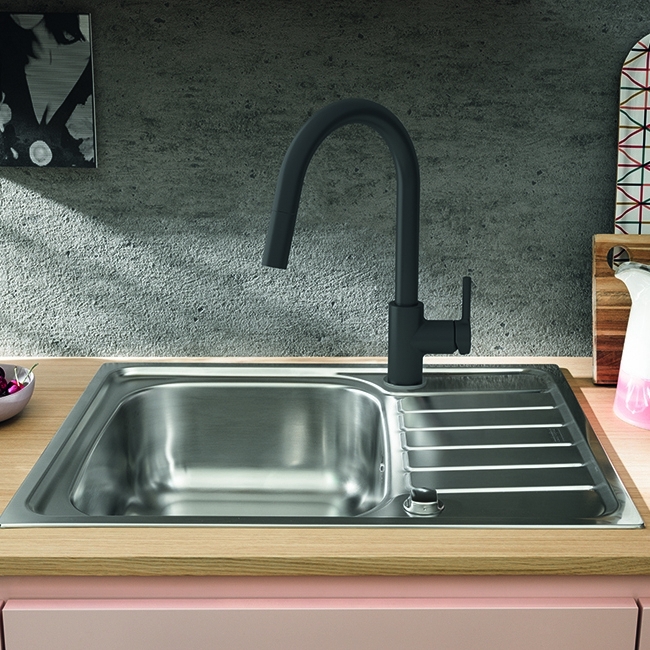 СМЕСИТЕЛЬ ДЛЯ КУХНИ FRANKE LINA С ВЫДВИЖНЫМ ШЛАНГОМ, ЧЕРНЫЙ МАТОВЫЙ