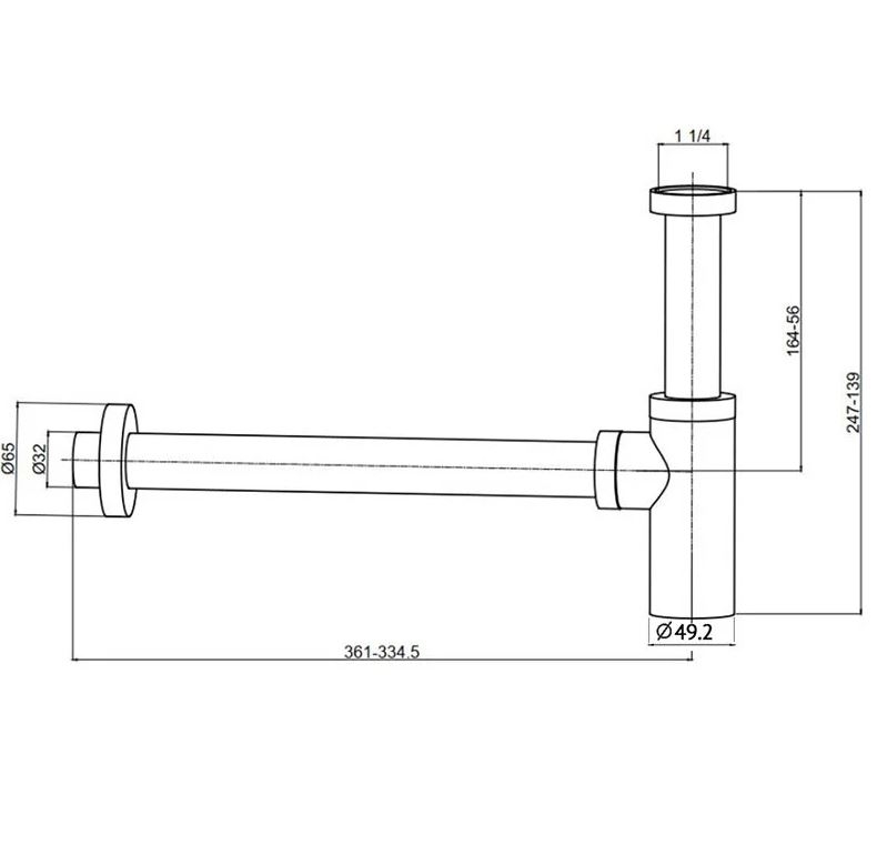 Сифон для раковины AQUAme в цвете нержавеющая сталь