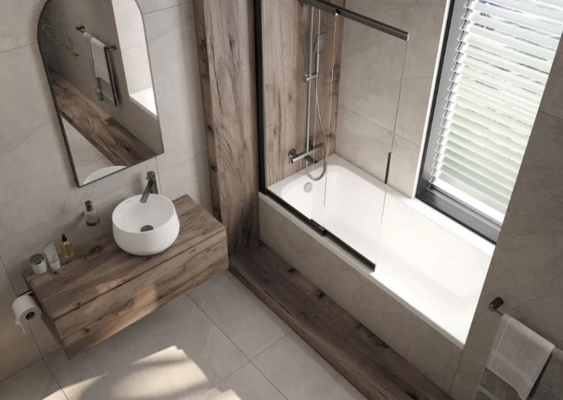 Deante Prizma Штора на ванну, стекло прозрачное, 100*140 см графит