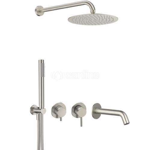 Душевая система AQUAme Siena, встраиваемая, на 3 режима, с внутренней частью,  нержавеющая сталь