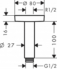 ПОТОЛОЧНОЕ ПОДСОЕДИНЕНИЕ HANSGROHE S, ДЛИННА 100 ММ