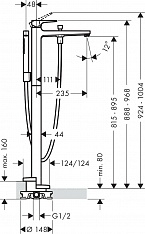 СМЕСИТЕЛЬ ДЛЯ ВАННЫ HANSGROHE METROPOL, НАПОЛЬНЫЙ черный матовый 