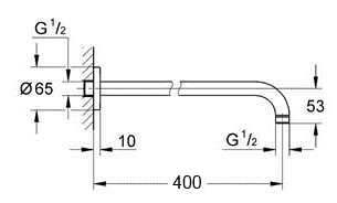 Migliore RICAMBI LUX Кронштейн для верхнего душа L-400 mm. d-18 mm. 1/2"x1/2", золото
