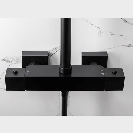 Armatura Logon Black Душевая колонна с термостатическим смесителем для душа, черный