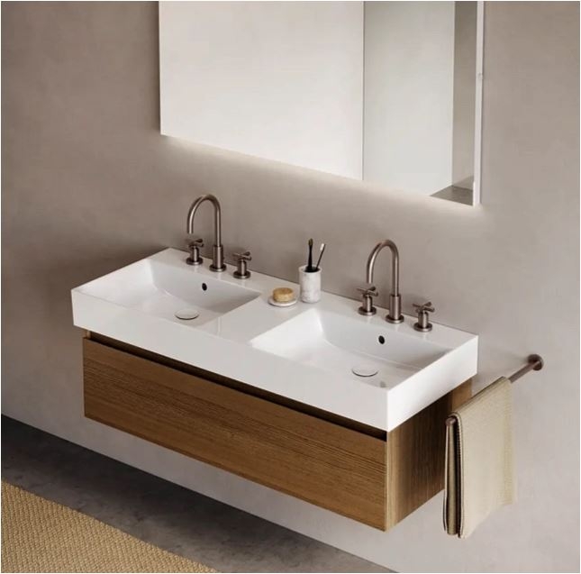 Раковина Catalano Premium 120х47 на 2 чаши, без отв. под смеситель, белый глянцевый