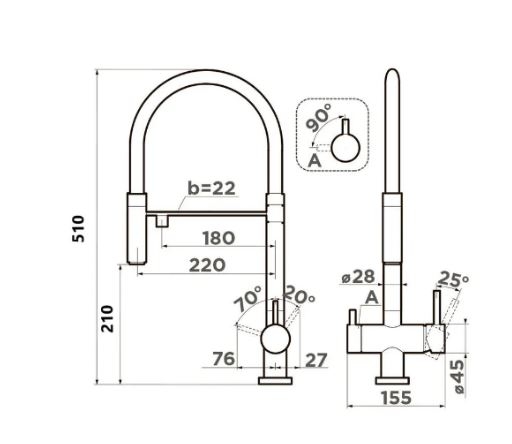 Смеситель для кухни Grocenberg  с гибким изливом Никель