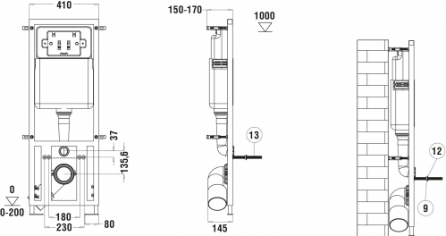Комплект инсталляции Weltwasser Marberg  с кнопкой и подвесным унитазом Merzbach 