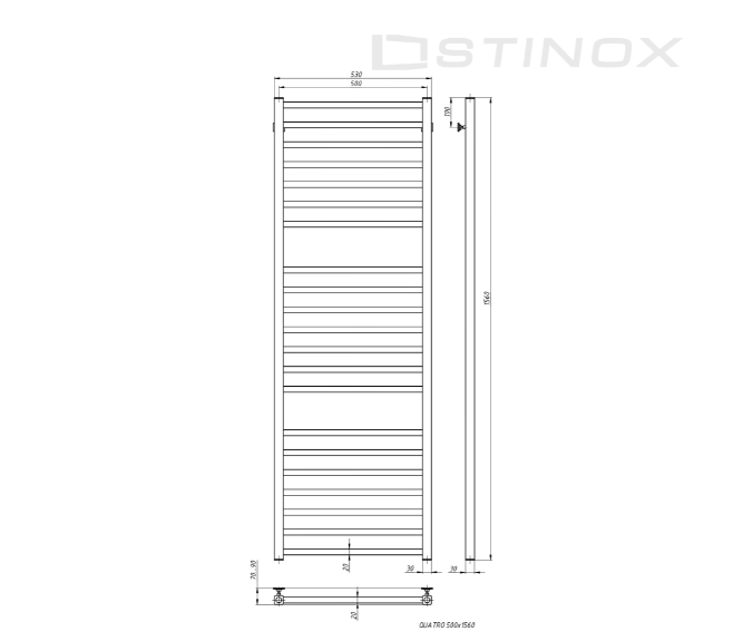 Полотенцесушитель водяной Stinox Quatro хром