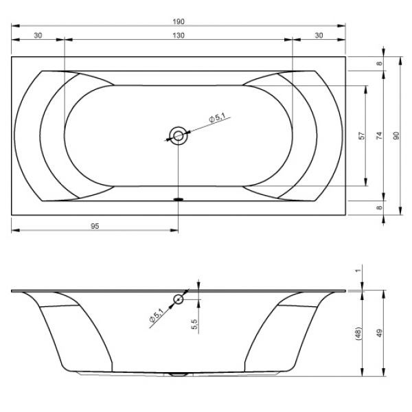 Ванна прямоугольная Riho Linares