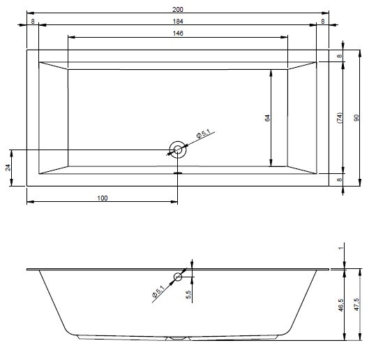 Ванна прямоугольная Riho Lugo