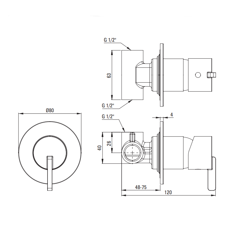 Смеситель для душа Deante Silia, скрытого монтажа, 1 режим