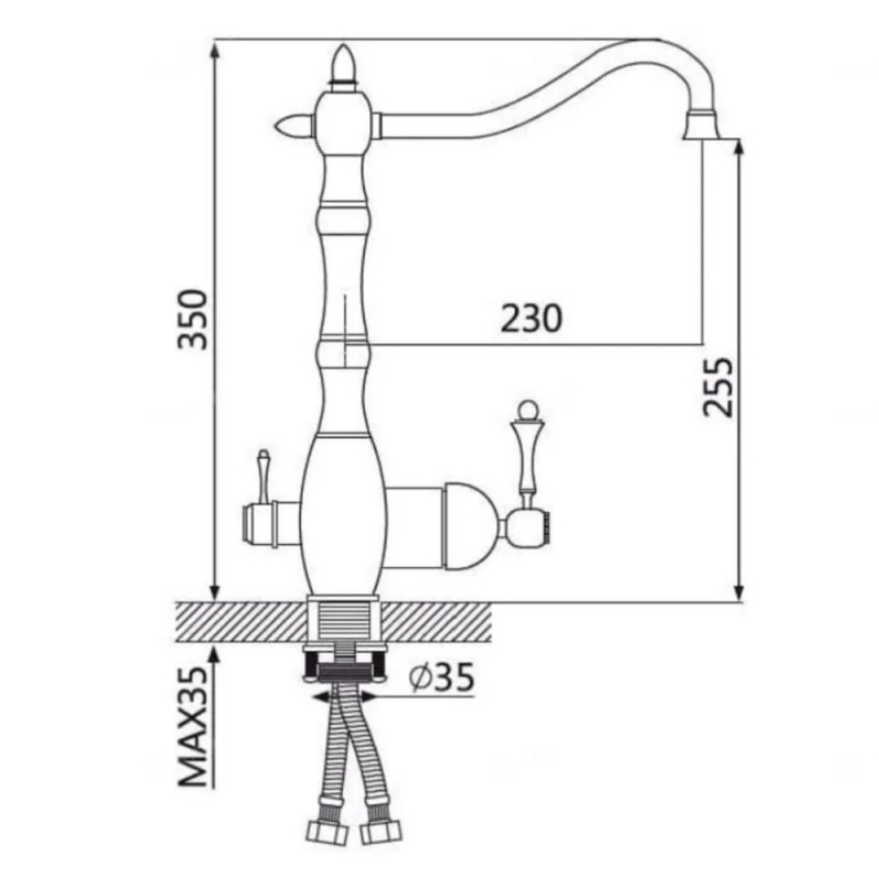 Смеситель для кухонной мойки Ganzer под фильтр, бронза