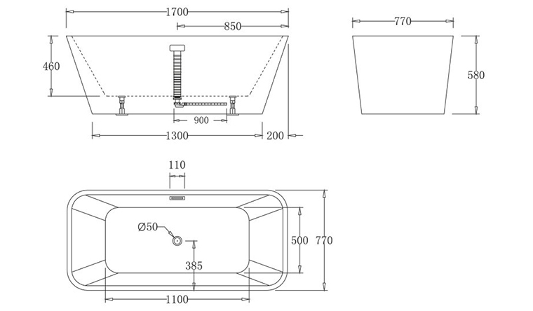 Ванна акриловая BelBagno прямоугольная