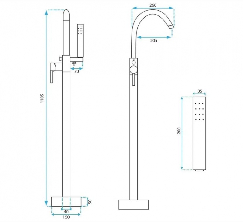 Смеситель для ванны Rea Lungo золото брашированное