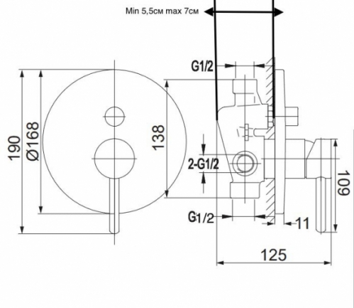 Душевая система скрытого монтажа Grocenberg с изливом, золото