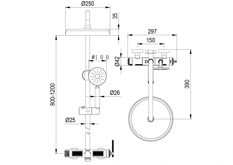 Стойка для душа ETERNA COPPER BRUSHED