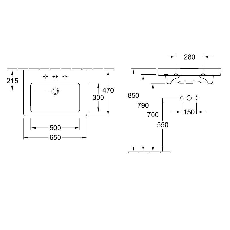 Раковина Villeroy&Boch Subway 2.0, 65x47 см