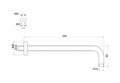 Держатель верхнего душа настенный 350 мм AQUATEK 