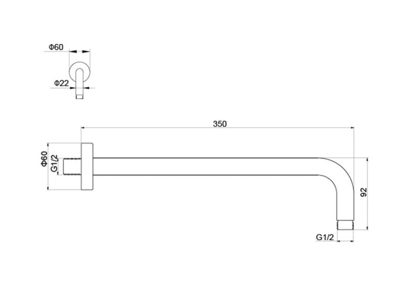 Держатель верхнего душа настенный 350 мм AQUATEK 