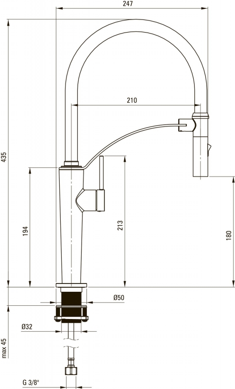 Смеситель для кухни Deante Magnetic Gold   золото брашированное, с гибким изливом
