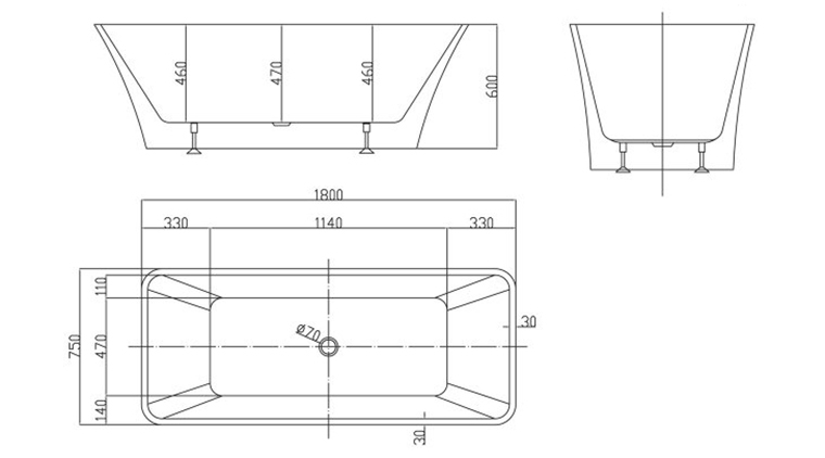 Ванна акриловая BelBagno прямоугольная