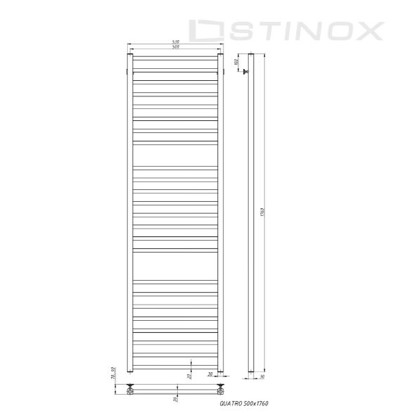 Полотенцесушитель водяной Stinox Quatro хром