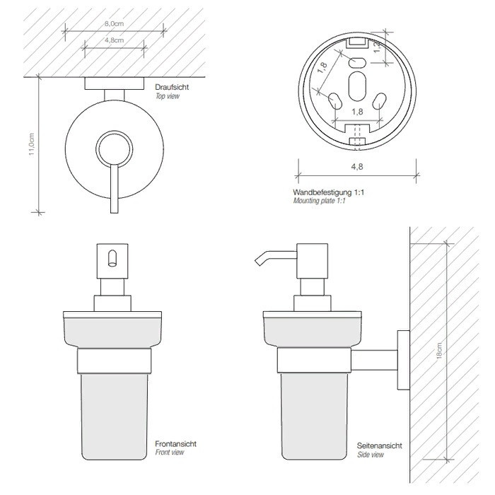 DECOR WALTHER BA WSP НАСТЕННЫЙ ДОЗАТОР ДЛЯ МЫЛА ХРОМ