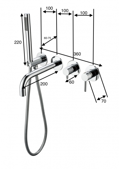 Смеситель для ванны с ручным душем Grocenberg  Матовый золото