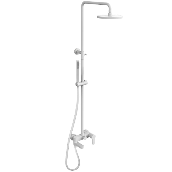 Душевая система Paffoni Light с изливом для ванны белый матовый
