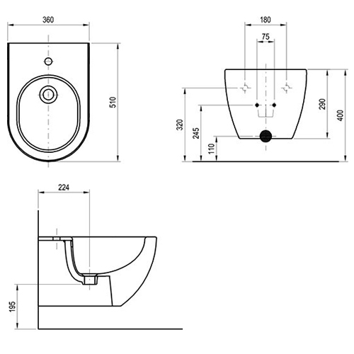 БИДЕ подвесное RAVAK CHROME  36X51