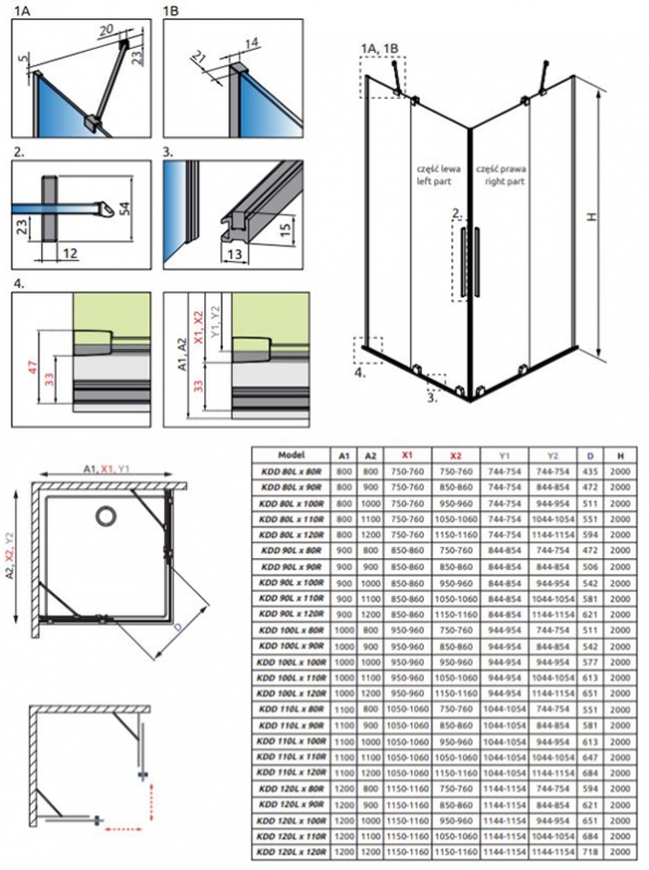Душевой уголок Radaway Furo KDD, H-200 см